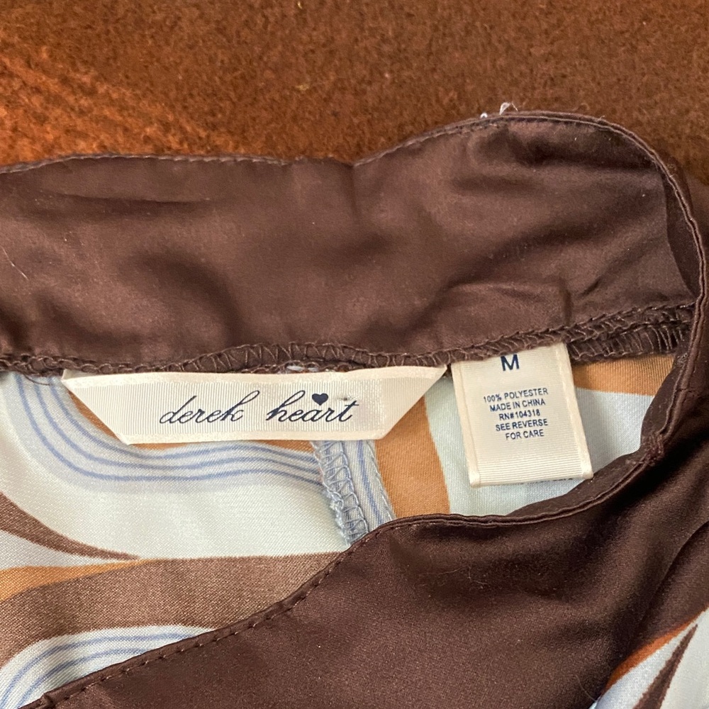 Derek Heart A-Line Skirt with Brown and Gray Geometric Design - Picture 2 of 6